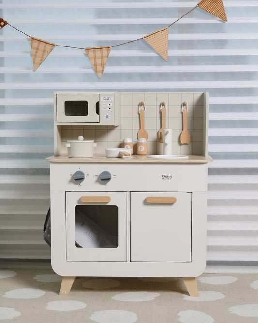 11 Parçalı Fonksiyonel Şefin Ahşap Mutfak Seti Montessori Uyumlu