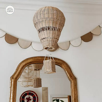 Rattan Balon Çocuk Odası Duvar Dekoru & Bohem Bebek Odası Duvar Süslemesi