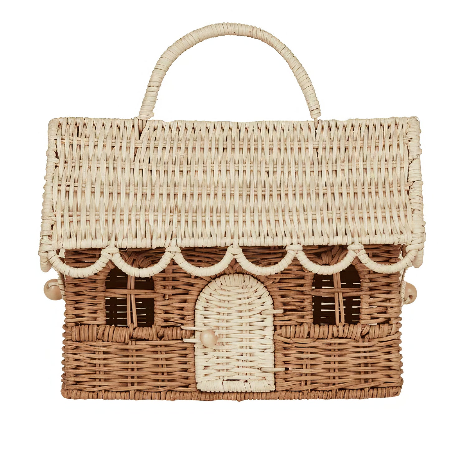 Rattan & Bambu Dikdörtgen Kapaklı Çocuk Evi & Dekoratif Çocuk Odası Organizer Sepet