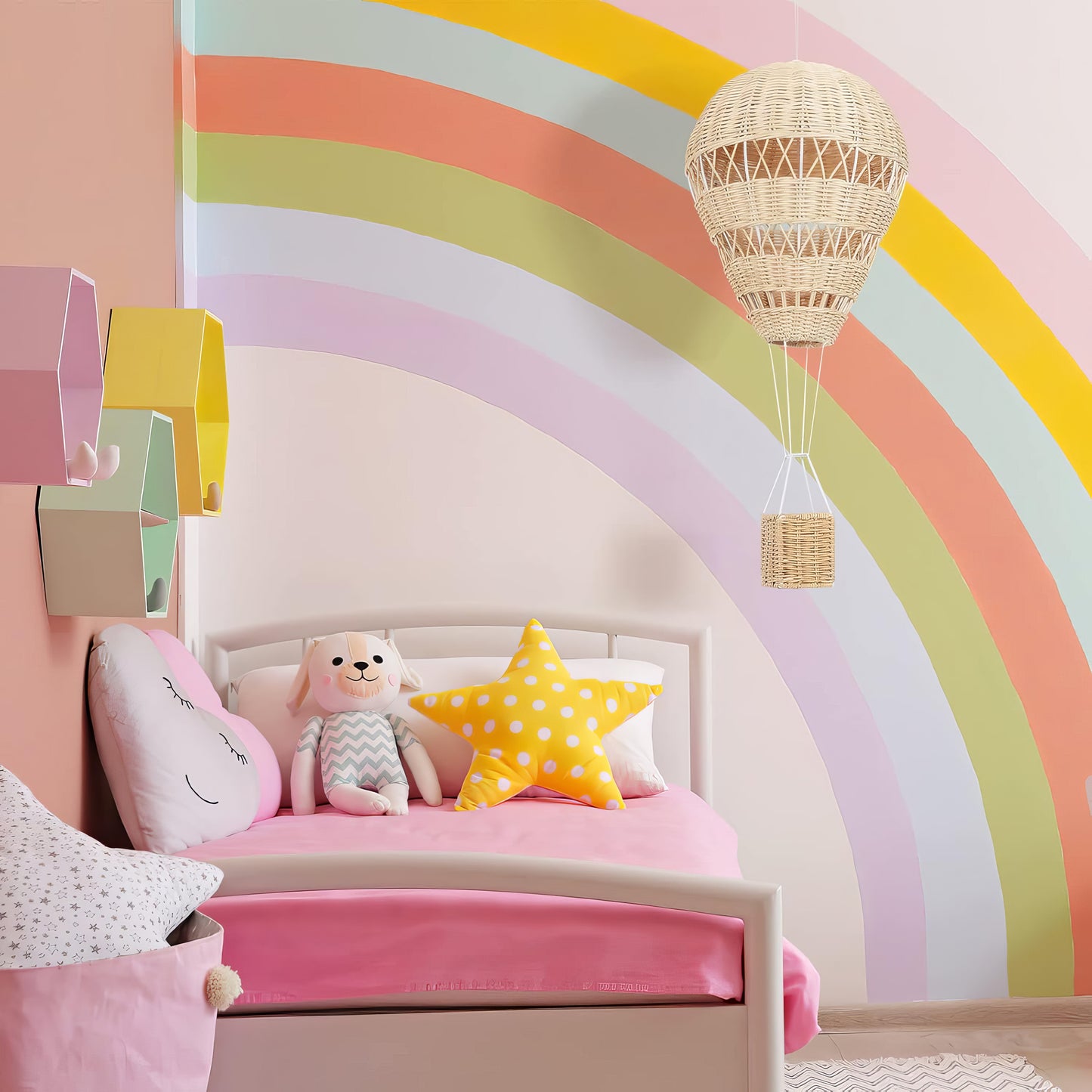 Rattan Balon Çocuk Odası Duvar Dekoru & Bohem Bebek Odası Duvar Süslemesi