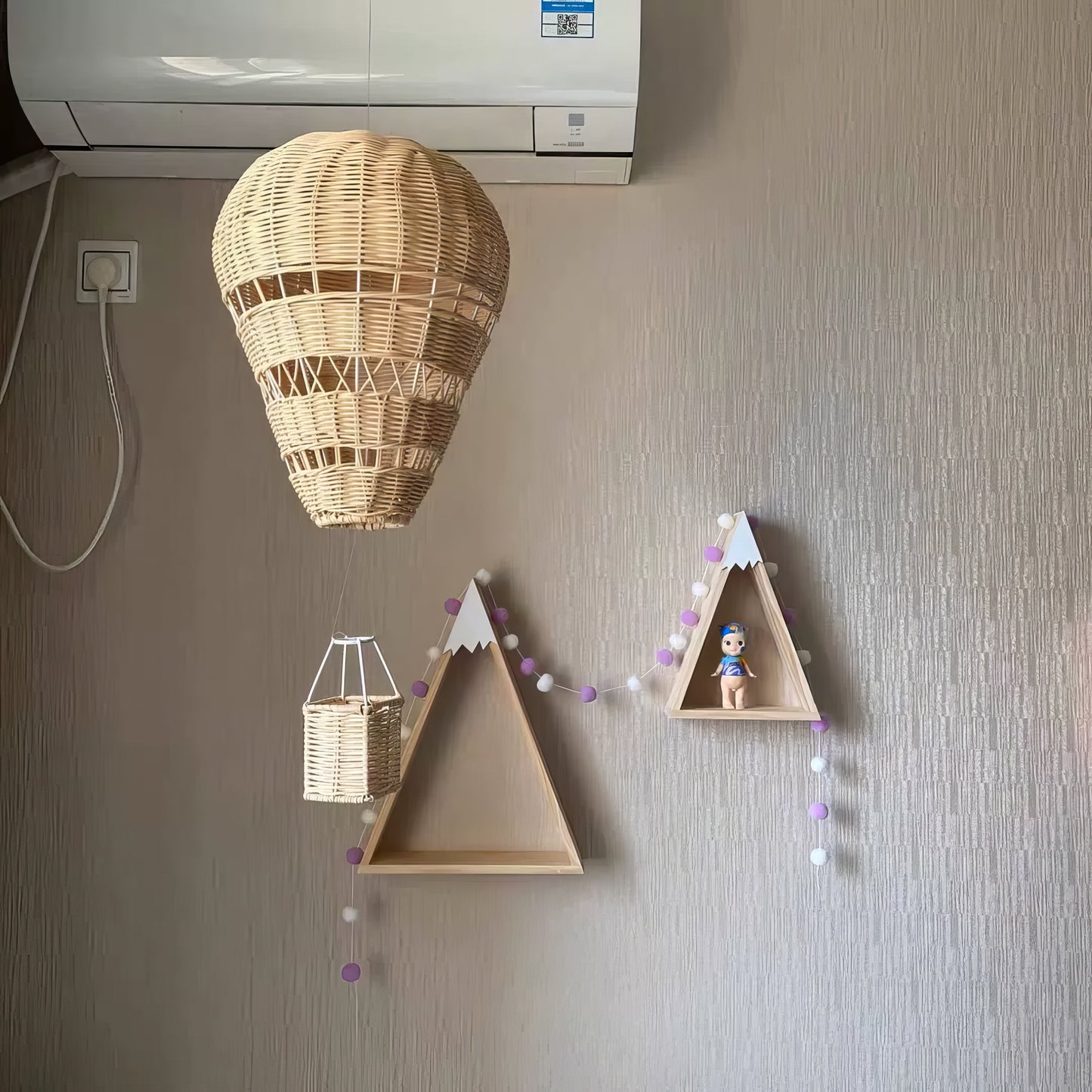 Rattan Balon Çocuk Odası Duvar Dekoru & Bohem Bebek Odası Duvar Süslemesi