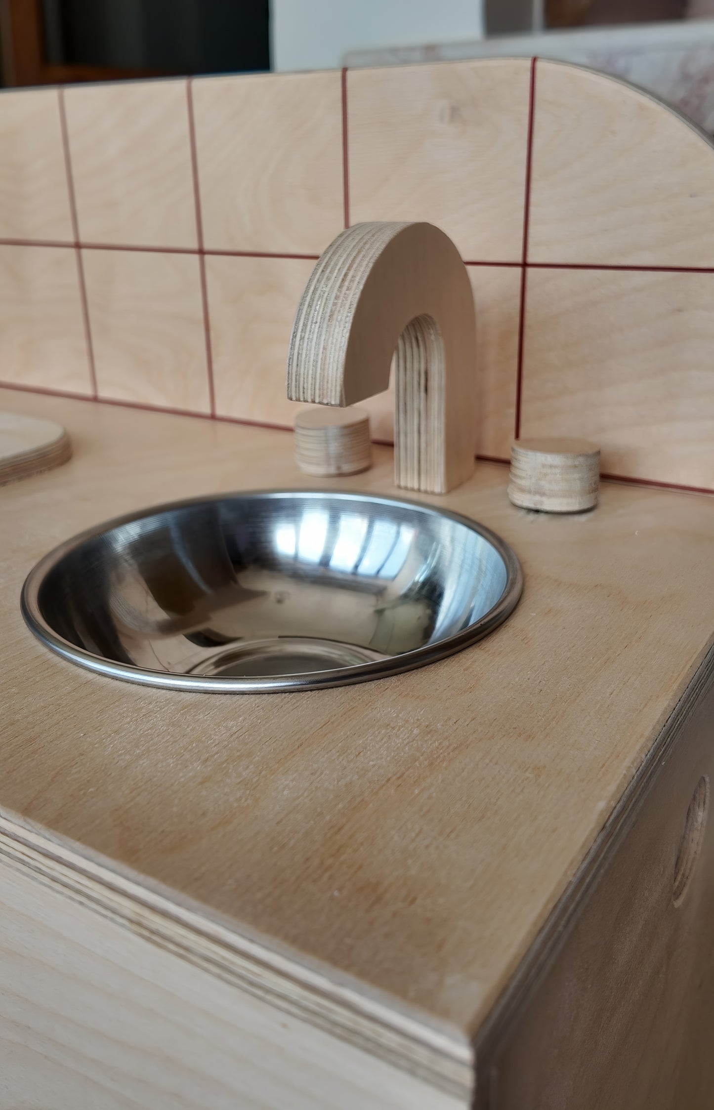 Yeni✨ Ahşap Montessori Oyuncak Mutfak Huş Ağacı Çocuk Mutfak Seti Lavabolu ve Fırınlı Eğitici Oyuncak Mutfak