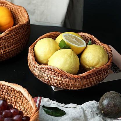 Dalgalı Kenar Rattan Tepsi Organizer & Dekoratif Dalgalı Düzenleyici M