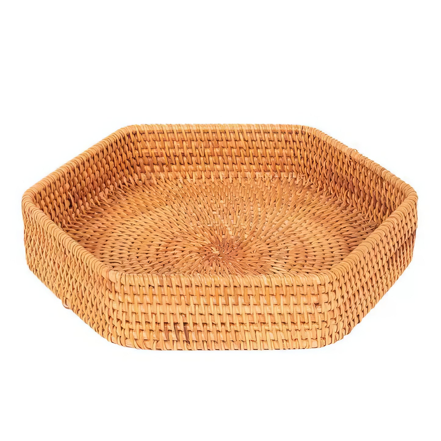 Rattan Altıgen Tepsi Organizer & Dekoratif Mutfak, Banyo ve Makyaj Sunum Tepsisi