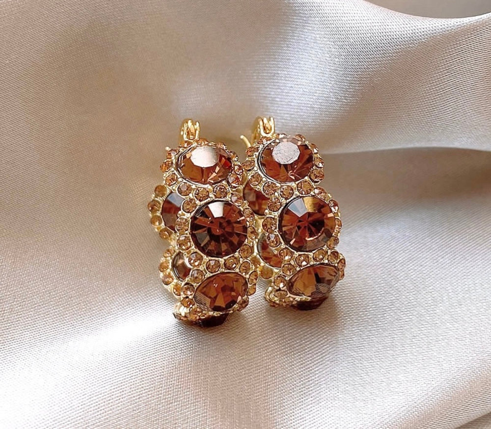 Xuping Çelik Küpe Kadın Mocha Küpe Işıltılı Halka Model Eternal Sunshine