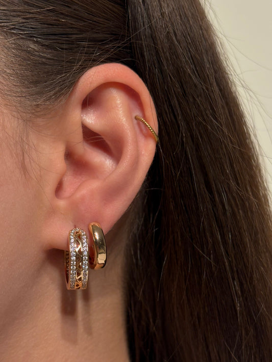 Xuping 2'li Çelik Küpe Seti Silva&Core Küpe & Taşlı Model Kombini Eternal Sunshine