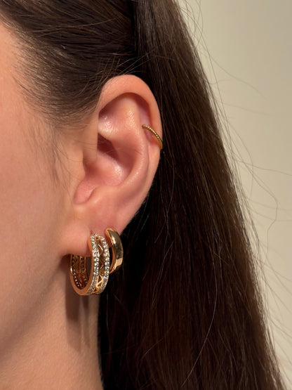 Xuping 2'li Çelik Küpe Seti Silva&Core Küpe & Taşlı Model Kombini Eternal Sunshine