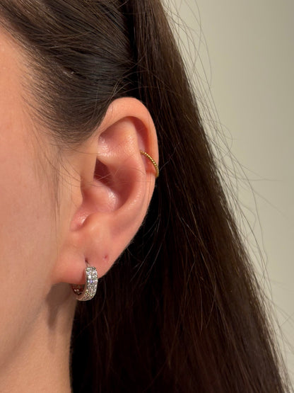 Xuping Çelik Küpe Kadın Amore Silver Taşlı Küpe Işıltılı Halka Model Eternal Sunshine