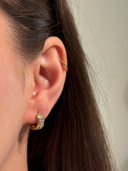 Xuping Çelik Küpe Kadın Dora Taşlı Küpe Işıltılı Halka Model Eternal Sunshine