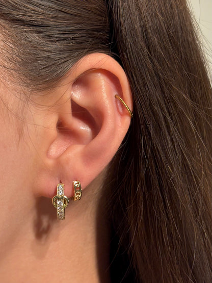 Xuping 2'li Çelik Küpe Seti AMOUR & RİVA Halka Küpe & Taşlı Model Kombini Eternal Sunshine