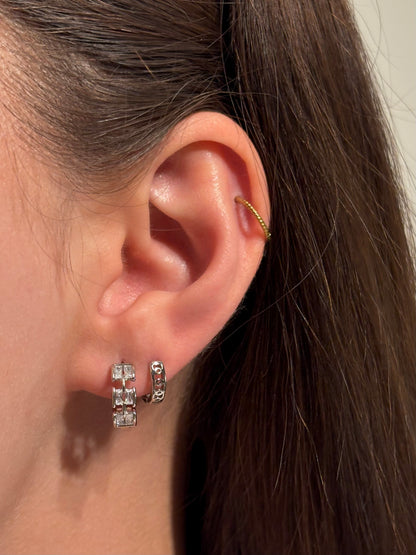 Xuping 2'li Çelik Küpe Seti Luxe & Riva Küpe & Taşlı Model Kombini Eternal Sunshine