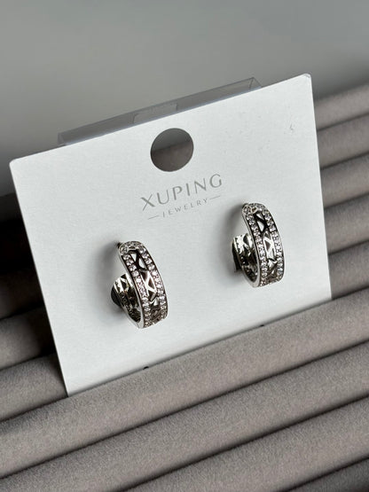 Xuping Çelik Küpe Kadın Silva Silver Küpe Işıltılı Halka Model Eternal Sunshine