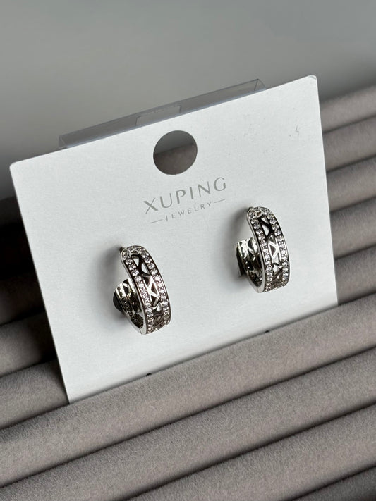 Xuping Çelik Küpe Kadın Silva Silver Küpe Işıltılı Halka Model Eternal Sunshine