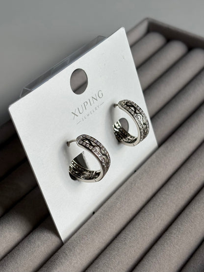 Xuping Çelik Küpe Kadın Silva Silver Küpe Işıltılı Halka Model Eternal Sunshine