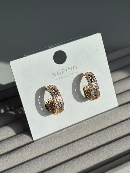 Xuping Çelik Küpe Kadın Silva Rose Küpe Işıltılı Halka Model Eternal Sunshine