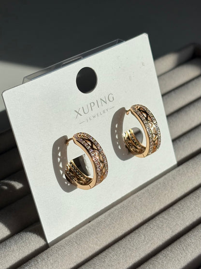 Xuping Çelik Küpe Kadın Silva Rose Küpe Işıltılı Halka Model Eternal Sunshine