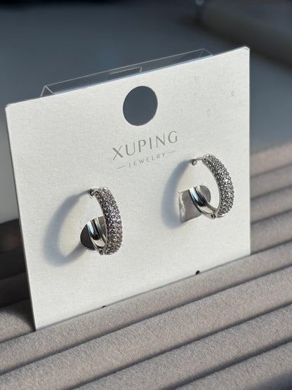 Xuping Çelik Küpe Kadın Noir Küpe Işıltılı Halka Model Eternal Sunshine