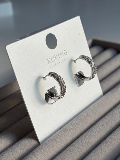 Xuping Çelik Küpe Kadın Noir Küpe Işıltılı Halka Model Eternal Sunshine