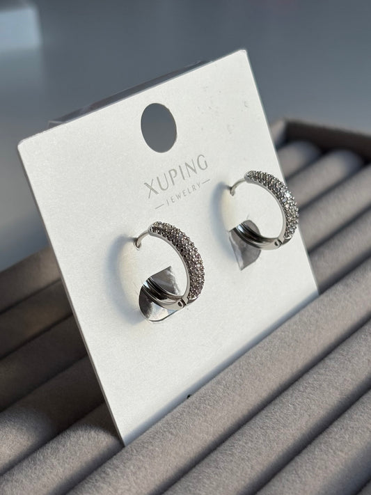 Xuping Çelik Küpe Kadın Noir Küpe Işıltılı Halka Model Eternal Sunshine