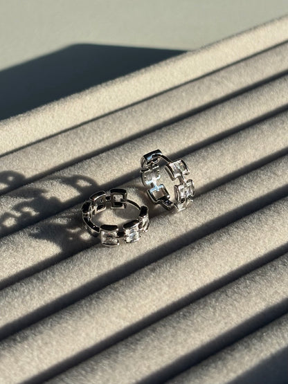 Xuping Çelik Küpe Kadın Luxe Silver Küpe Işıltılı Halka Model Eternal Sunshine