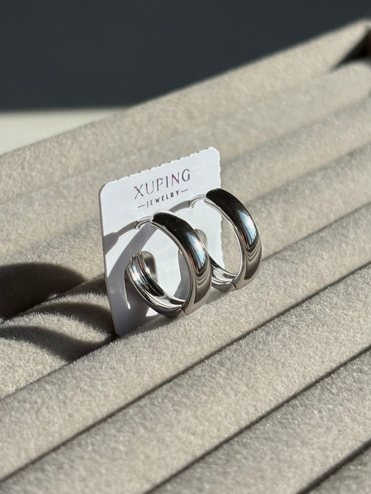 Xuping Çelik Küpe Kadın Core Silver Taşlı Küpe Işıltılı Halka Model Eternal Sunshine