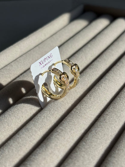 Xuping Çelik Küpe Kadın Amour Taşlı Küpe Işıltılı Halka Model Eternal Sunshine