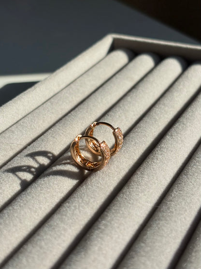 Xuping Çelik Küpe Kadın Amore Rose Taşlı Küpe Işıltılı Halka Model Eternal Sunshine