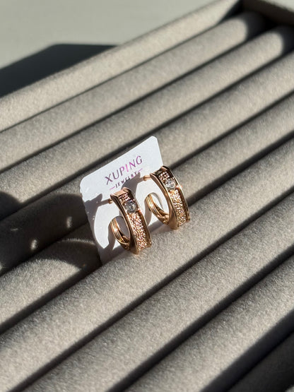 Xuping Çelik Küpe Kadın Liora Rose Küpe Işıltılı Halka Model Eternal Sunshine