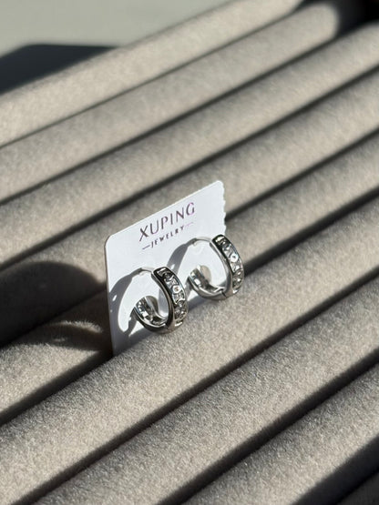 Xuping 2'li Çelik Küpe Seti Luxe & Riva Küpe & Taşlı Model Kombini Eternal Sunshine