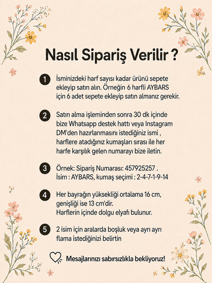Kişiye Özel Bebek Odası Duvar Dekorasyon Flaması Bayrağı Yenidoğan Doğum Hediyesi Odası Dekoru