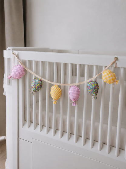 Kumaş Balon Duvar Süsü Flama Şerit , El Yapımı Doğum Günü Bebek Çocuk Odası Duvar kapı Dekoru