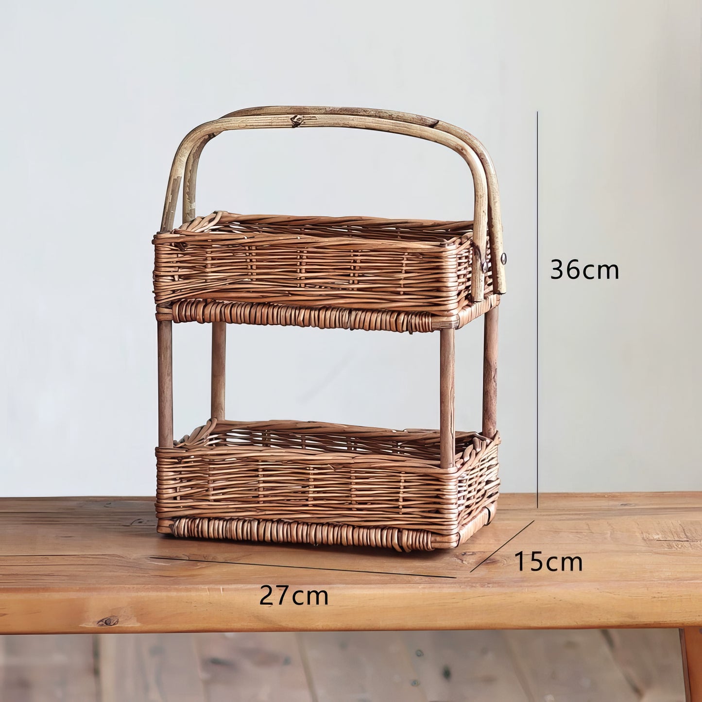 Rattan & Bambu 2 Katlı Organizer & Çok Amaçlı Banyo, Makyaj ve Mutfak Düzenleyici