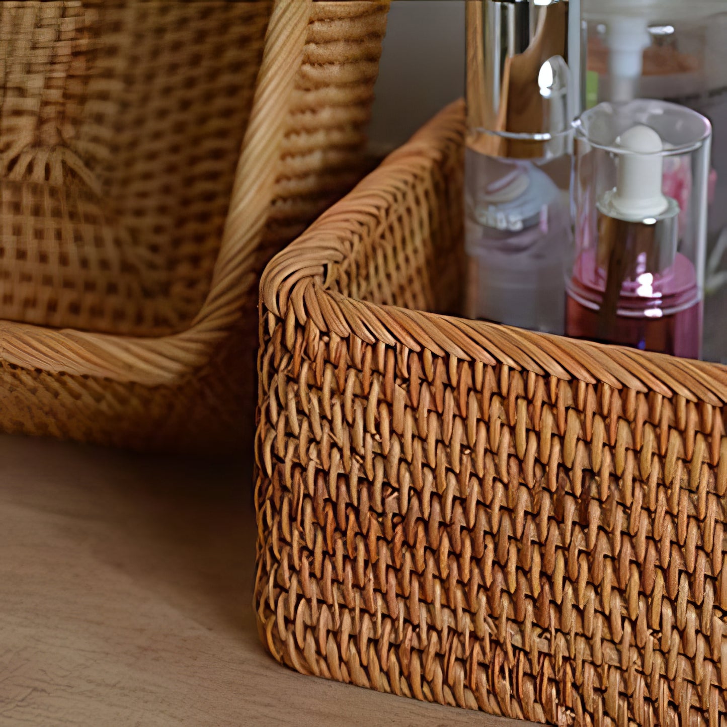 Dikdörtgen Rattan Banyo, Makyaj ve Mutfak Organizeri & Çok Amaçlı Düzenleyici