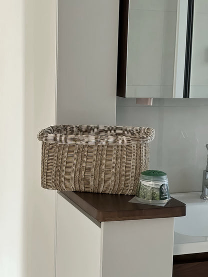 Doğal Hasır Organizer Sepet & Çok Amaçlı Mutfak, Banyo ve Makyaj Düzenleyici