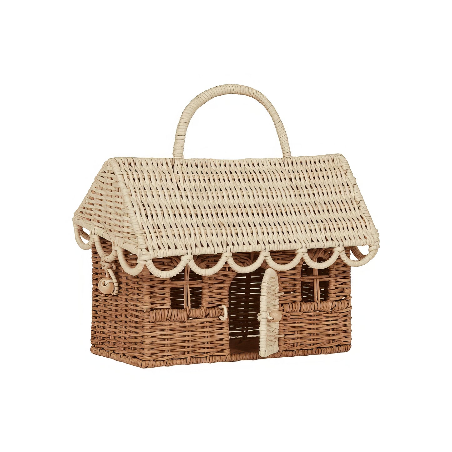 Rattan & Bambu Dikdörtgen Kapaklı Çocuk Evi & Dekoratif Çocuk Odası Organizer Sepet