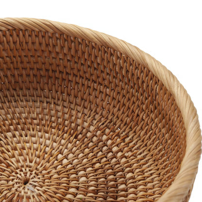 Yuvarlak Rattan Tepsi Organizer & Çok Amaçlı Dekoratif Düzenleyici M