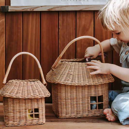 Doğal Rattan & Bambu Çocuk Evi Dekoratif Obje & Bohem Çocuk Odası Düzenleyici