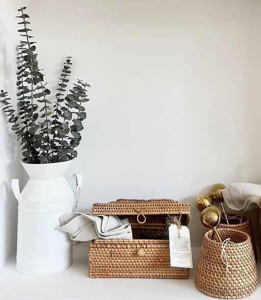 Dikdörtgen Rattan Peçetelik & Dekoratif Masa Üstü Peçete Kutusu