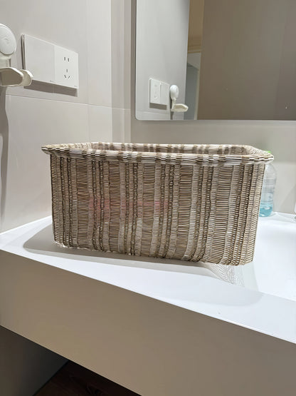 Doğal Hasır Organizer Sepet & Çok Amaçlı Mutfak, Banyo ve Makyaj Düzenleyici