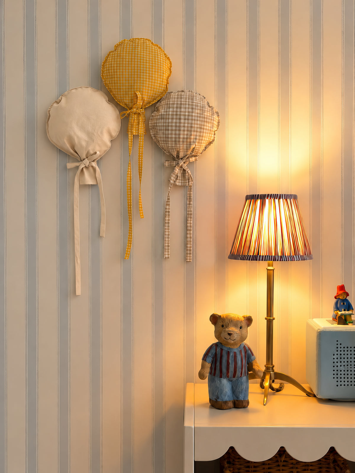 3'lü Dekoratif Kumaş Balon Seti Çocuk Odası Duvar Süsü Bebek Odası Dekoru El Yapımı Balon Süs