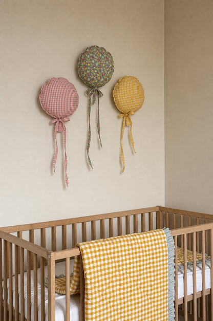 3'lü Dekoratif Kumaş Balon Seti Çocuk Odası Duvar Süsü Bebek Odası Dekoru El Yapımı Balon Süs