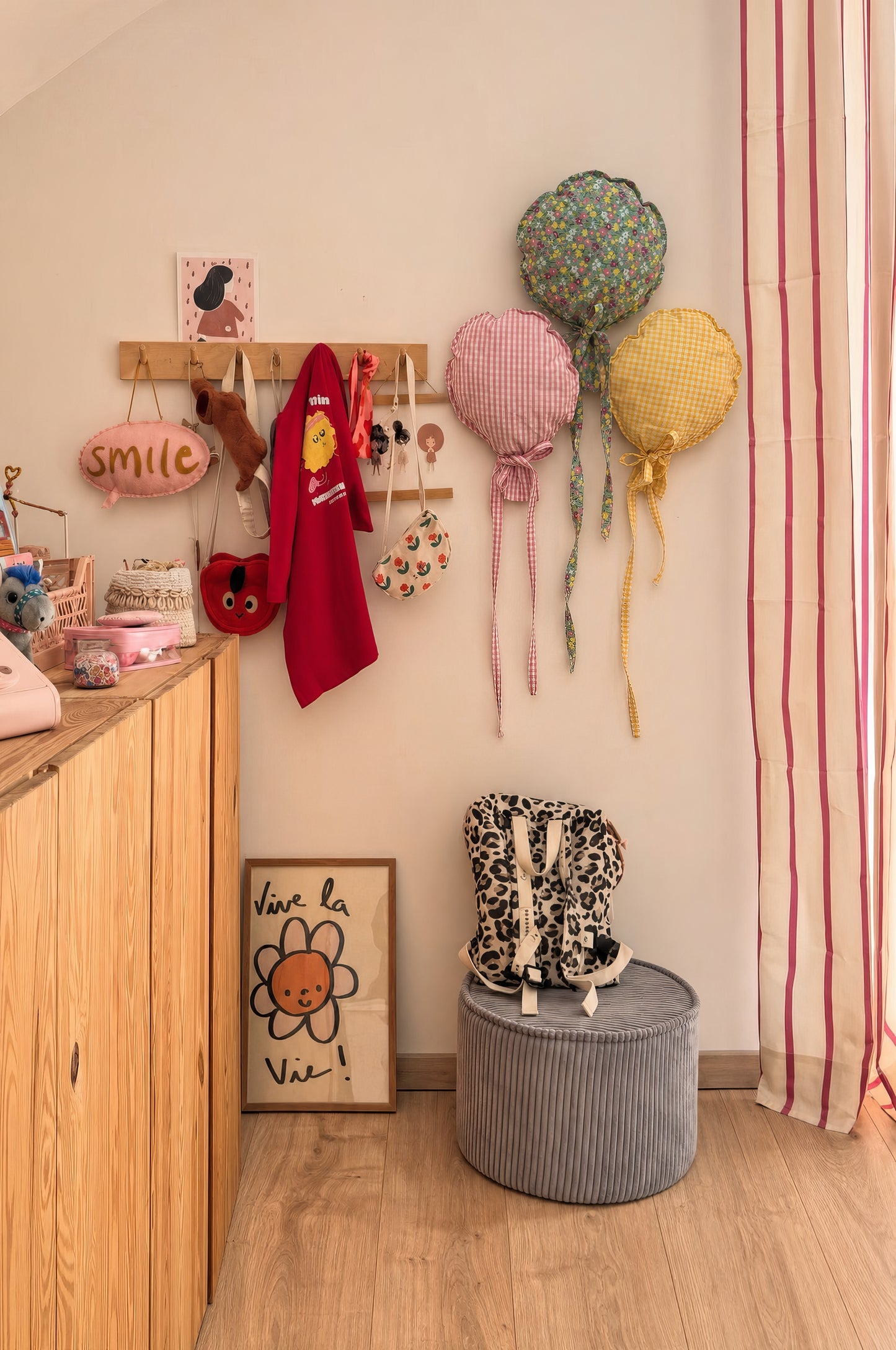 3'lü Dekoratif Kumaş Balon Seti Çocuk Odası Duvar Süsü Bebek Odası Dekoru El Yapımı Balon Süs