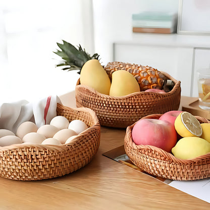 Dalgalı Kenar Rattan Tepsi Organizer & Dekoratif Dalgalı Düzenleyici M