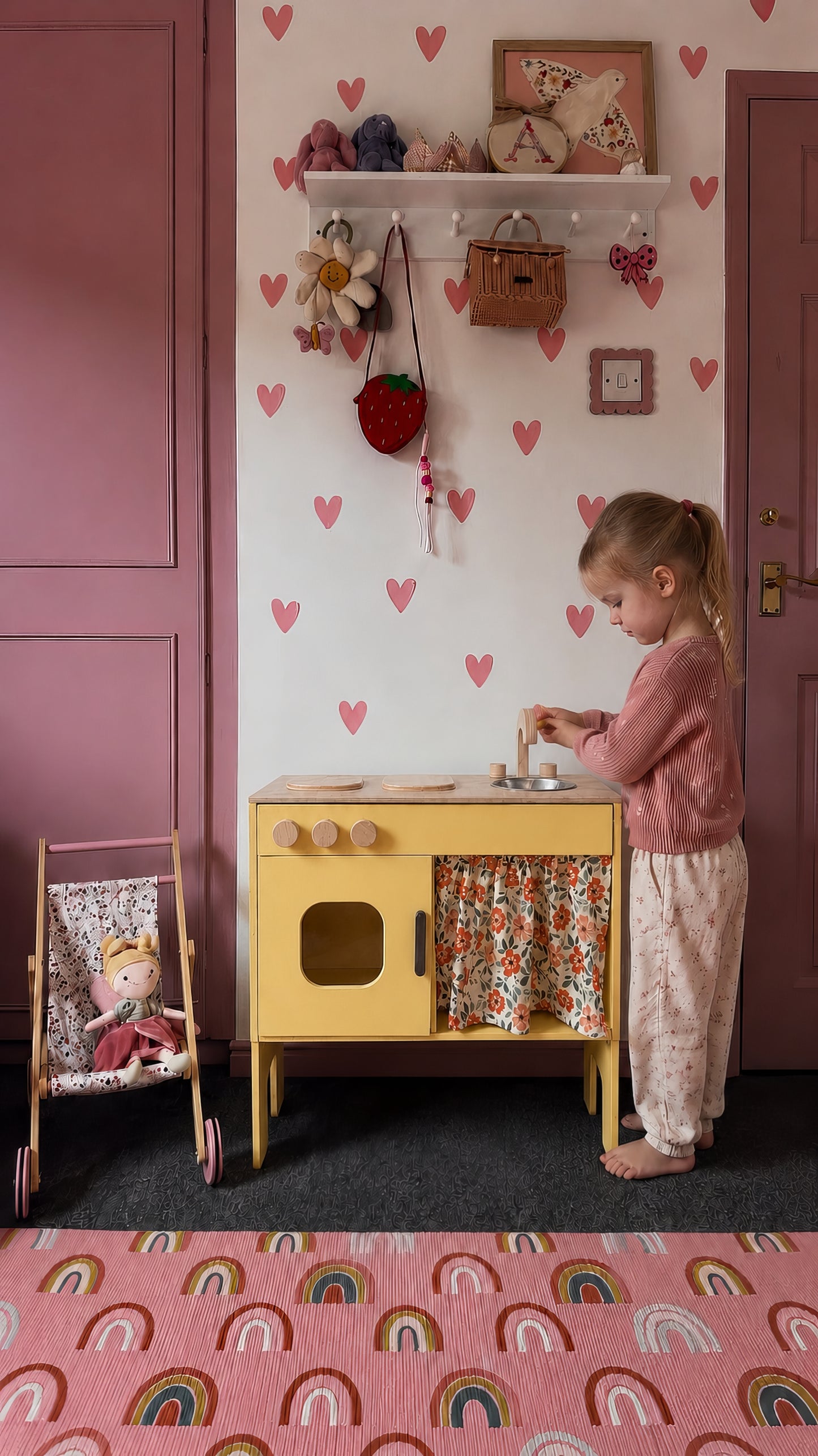 Sarı Oyuncak Mutfak Ahşap, Montessori Mutfak Seti, Kreş Anaokulu Oyun Evi Mutfağı