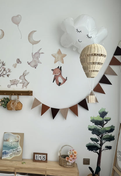 Rattan Balon Çocuk Odası Duvar Dekoru & Bohem Bebek Odası Duvar Süslemesi