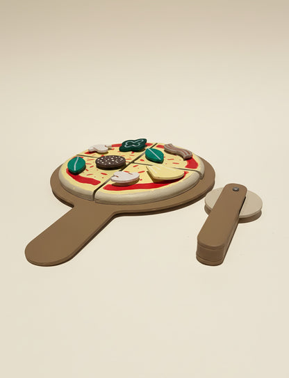 TR/Montessori Ahşap Pizza Oyuncak Seti - 8 Parça Eğitici Mutfak Oyuncağı (3 Yaş+) Türkiyeden Gönderim