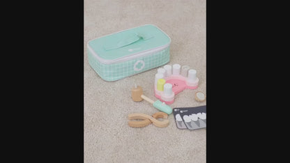 Ahşap Dişçi Seti ve Çantası - Oyuncak Doktor Malzemeleri (18 Parça)