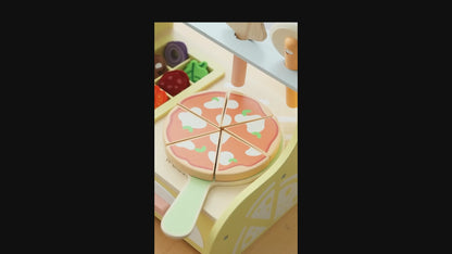 Ahşap Oyuncak Pizza Fırını ve Pişirme Seti (31 Parça)