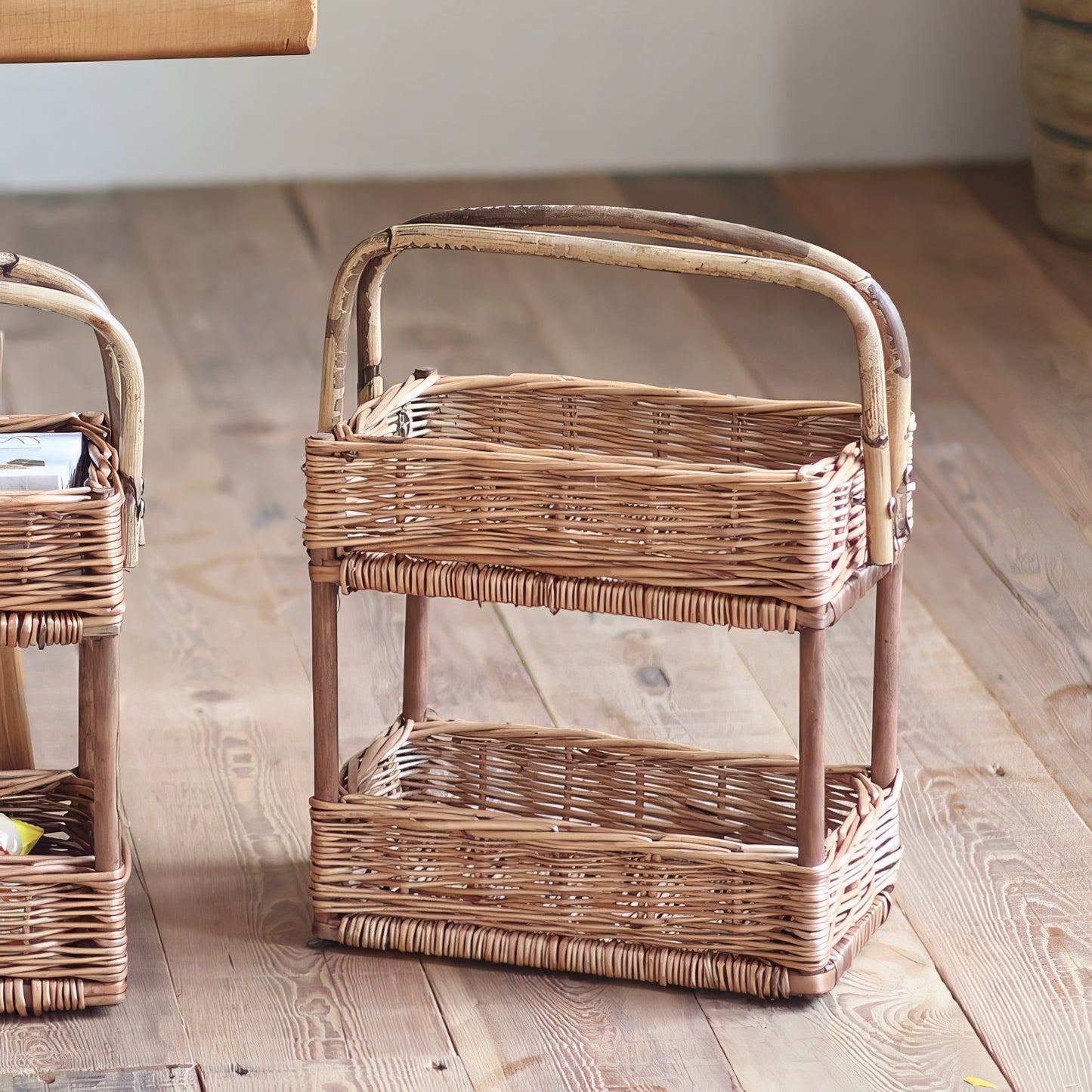 Rattan & Bambu 2 Katlı Organizer & Çok Amaçlı Banyo, Makyaj ve Mutfak Düzenleyici