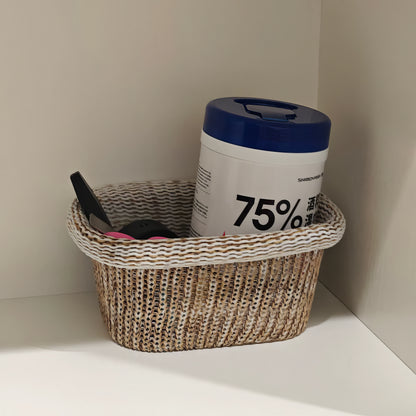 Doğal Hasır Organizer Sepet & Çok Amaçlı Mutfak, Banyo ve Makyaj Düzenleyici